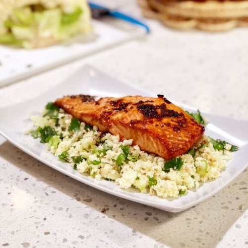 Teriyaki Salmon with Cauliflower Rice