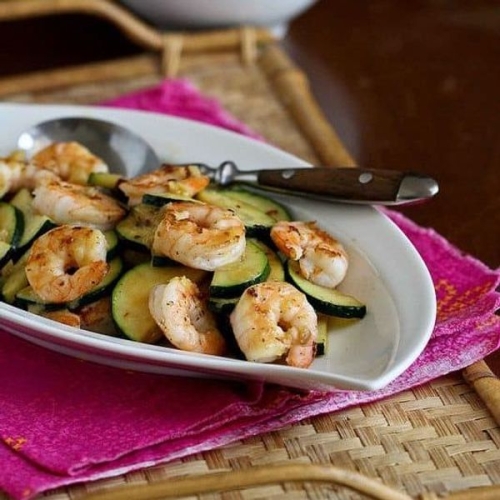 Shrimp & Zucchini Stir-Fry Recipe with Miso Lime Sauce