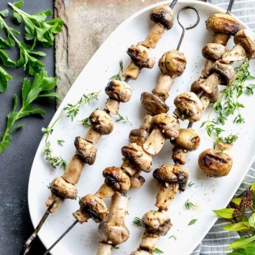 Garlic Herb Grilled Mushroom Kebabs