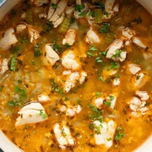 Keto Chicken Soup with Cauliflower Rice