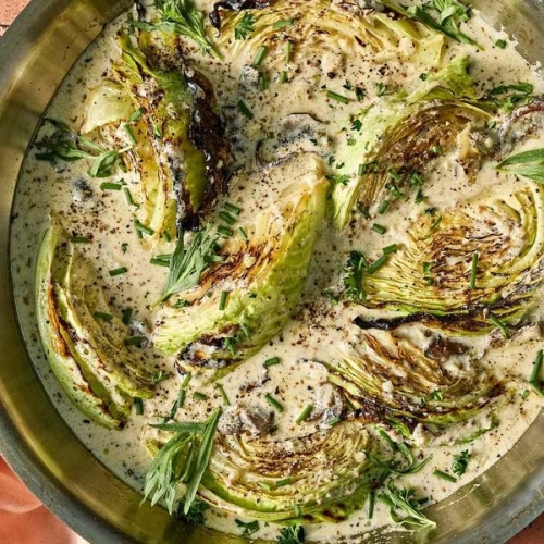 Cabbage Wedges with Creamy Mushrooms Are a Low-Calorie Side That You’ll Make on Repeat