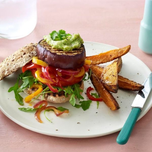 Vegan aubergine burgers