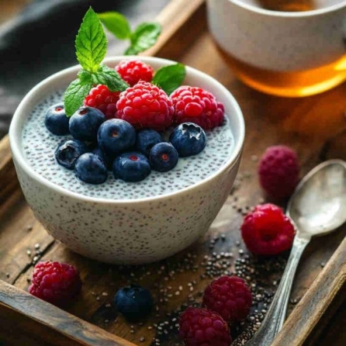 Low-Calorie Chia Pudding with Berries