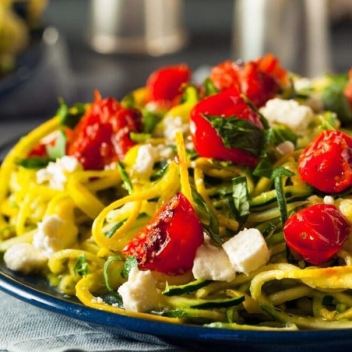 Low Calorie Tomato Feta Zucchini Pasta