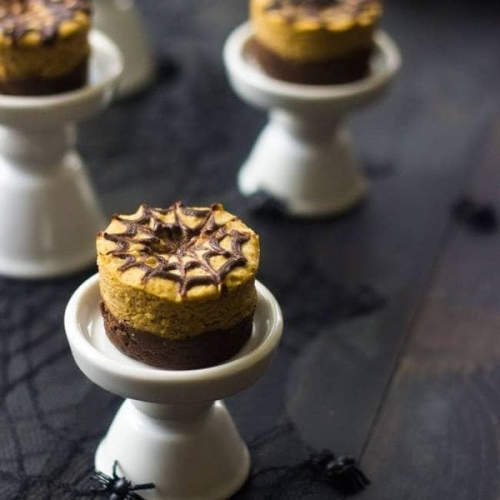 Pumpkin Mini Cheesecake Recipe With Gluten-Free Brownie Bottom {Super Simple, GF, Low-Fat + Low-Calorie}