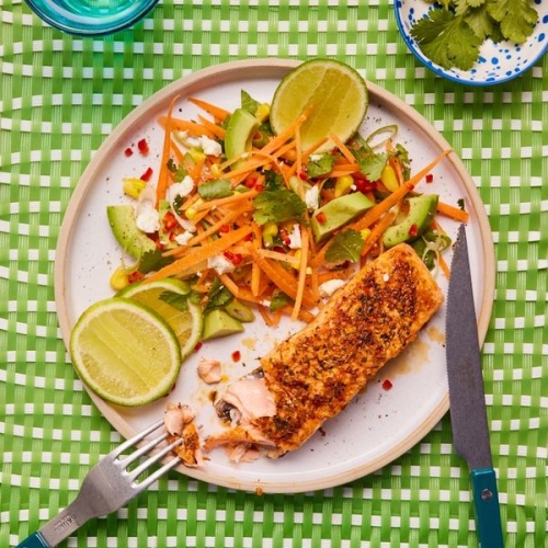 Blackened Salmon and Zingy Salad | Slimming & Weight Watchers Friendly