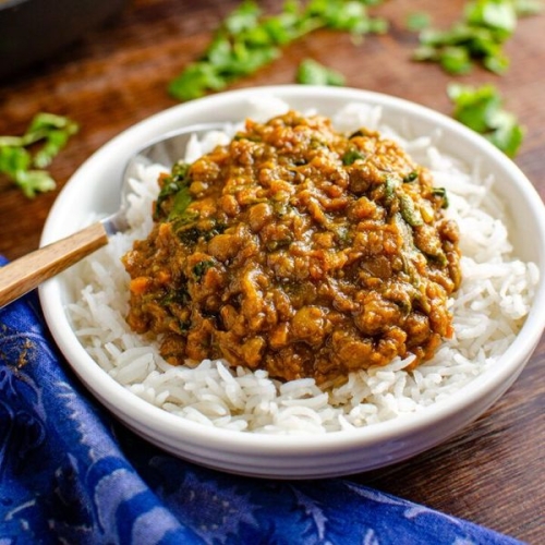 Spicy Lentils and Spinach (Stove Top and Pressure Cooker)