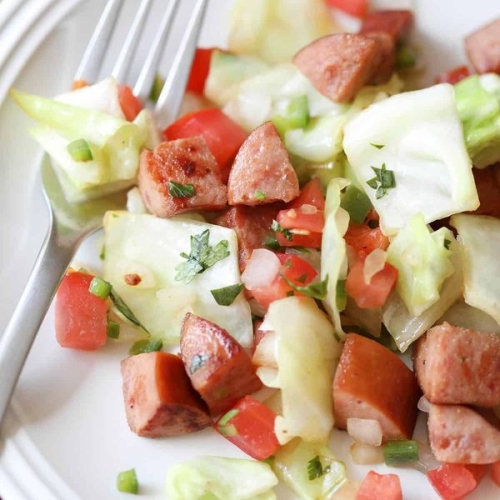 Mexican Kielbasa and Cabbage Skillet