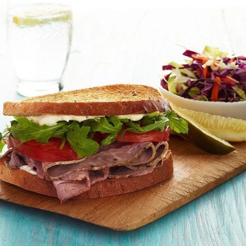Roast Beef Sandwich and Broccoli Slaw