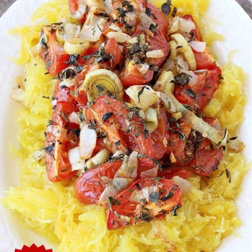 Roasted Italian Tomatoes with Spaghetti Squash