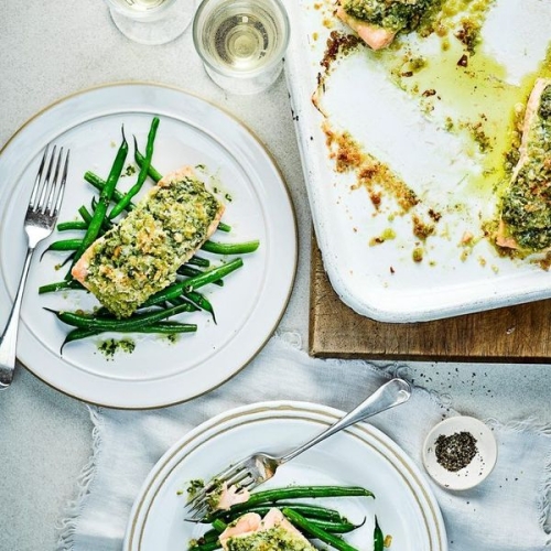 Salmon with pesto crust