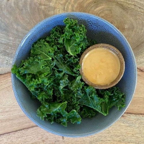 Steamed Kale Recipe with Sesame Tahini Sauce