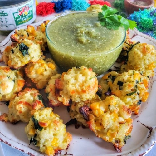 Salsa Verde Spinach & Corn Rice Poppers