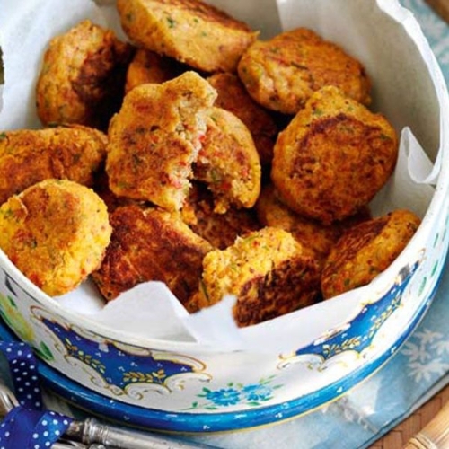 Roasted red pepper and chive falafels recipe