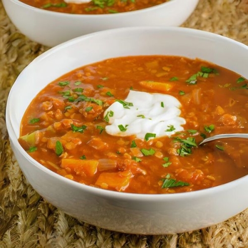 Spicy Tomato and Lentil Soup