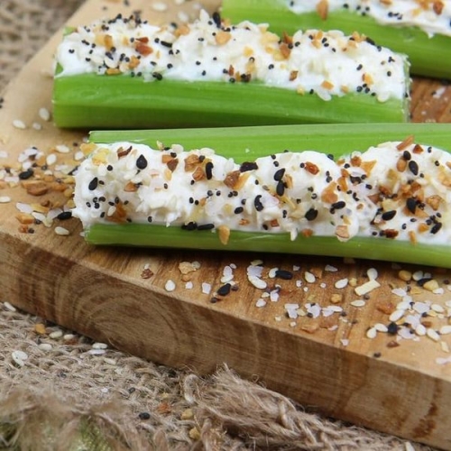 Everything Bagel Stuffed Celery Snacks