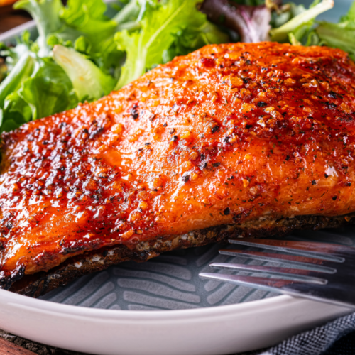 Baked Salmon with Blackcurrant Glaze