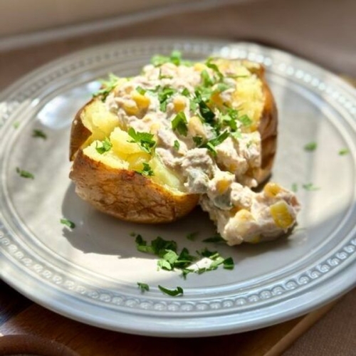 Healthy Tuna and Corn Loaded Baked Potato