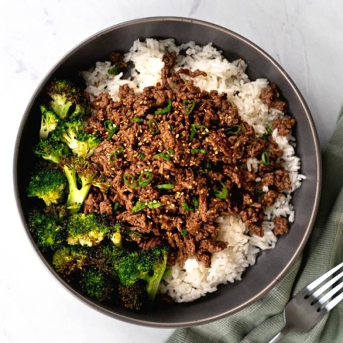 Korean Ground Beef Bulgogi Rice Bowl