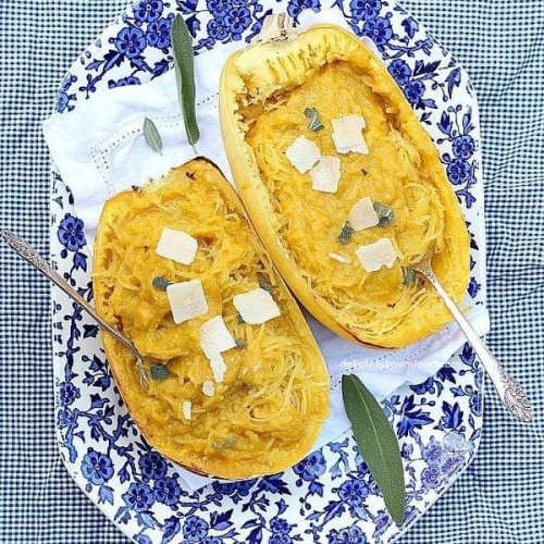 Spaghetti Squash Pasta With Butternut Squash Sauce