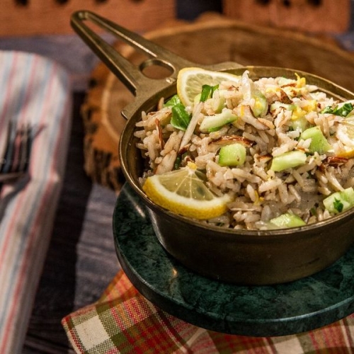 Warm Brown Rice and Almond Salad