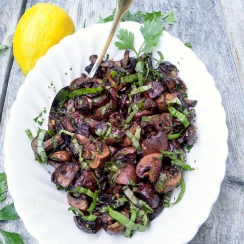 Lemon Garlic Roasted Mushrooms {Funghi Arrostiti con Lemone e Aglio}