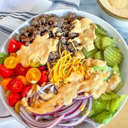 Cheeseburger Salad with Skinny Special Sauce
