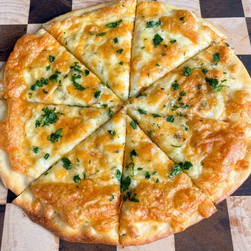 High Protein Cheesy Garlic Pizza
