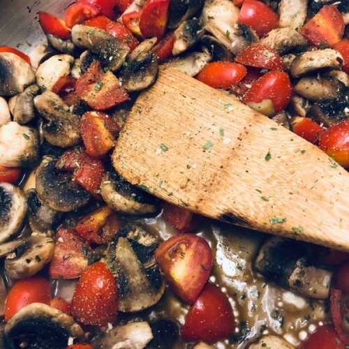 Sauteed Mushrooms and Datterini Tomatoes